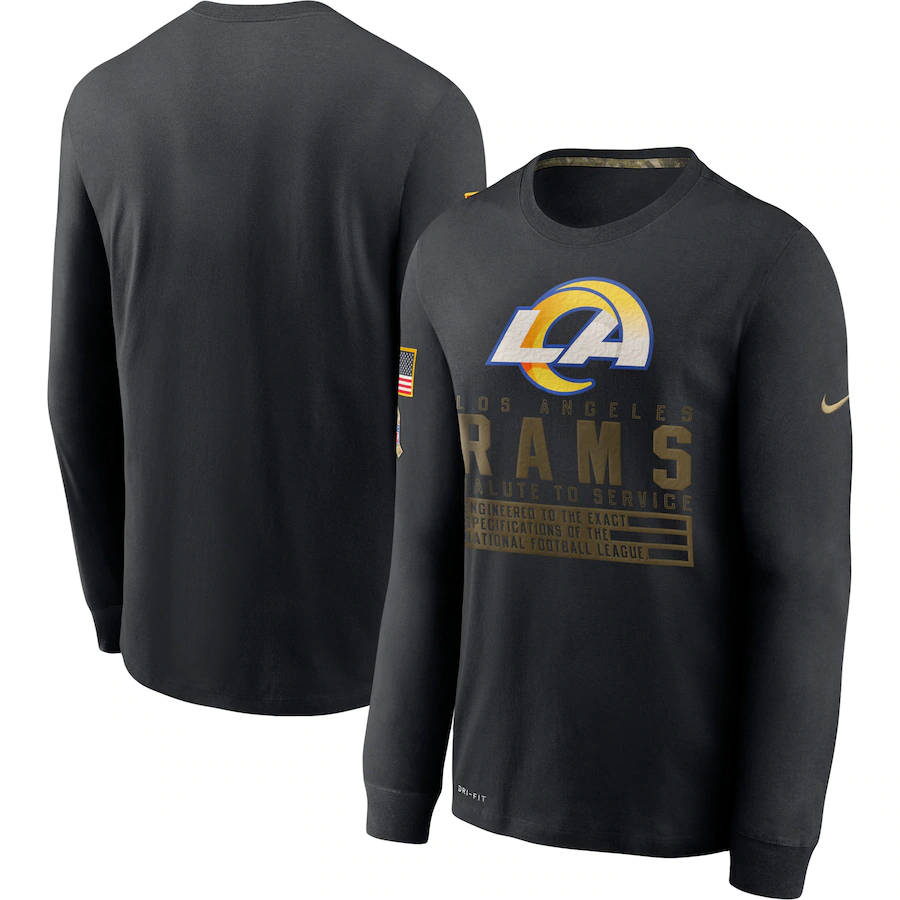 Men NFL Los Angeles Rams T Shirt Nike Olive Salute To Service Green